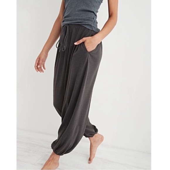 aerie Pants - Aerie Baggy Barrel Leg Harem Style Loungewear Pants in Smoked Gray size medium